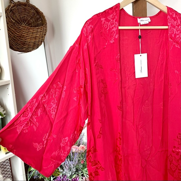 NWT Lovers + Friends Hot Pink Satin Kimono Robe Wrap Dress XXS XS No Belt - Picture 3 of 16